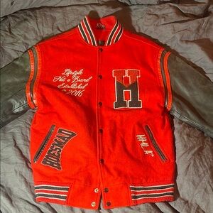 Hustle Varsity Jacket Red and Black